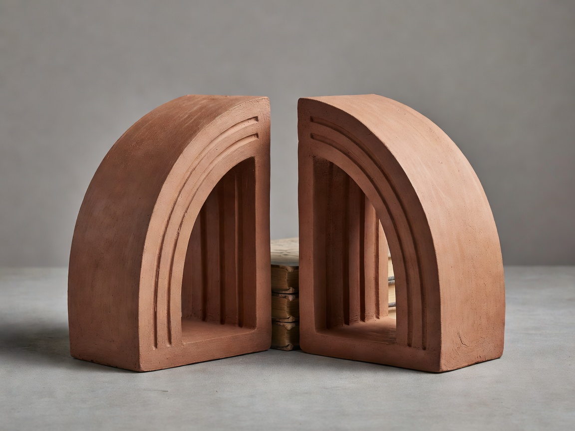 Caelum Arch Bookends architectural clay bookends pair