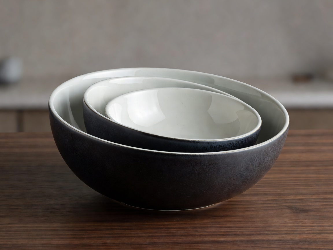 Eclipse Dual Ceramic Centerpiece - Interlocking nesting stoneware bowls