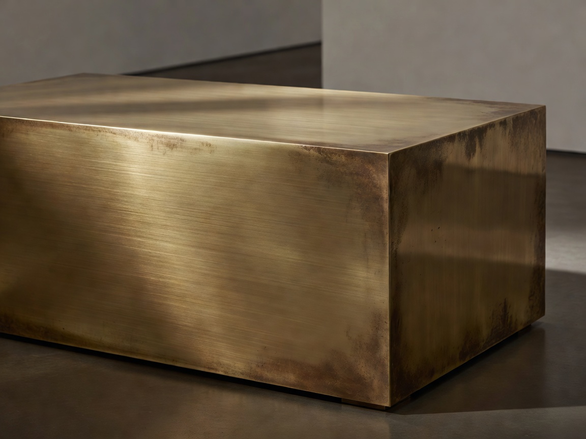 Lumina Brushed Brass Plinth display surface with warm metal patina