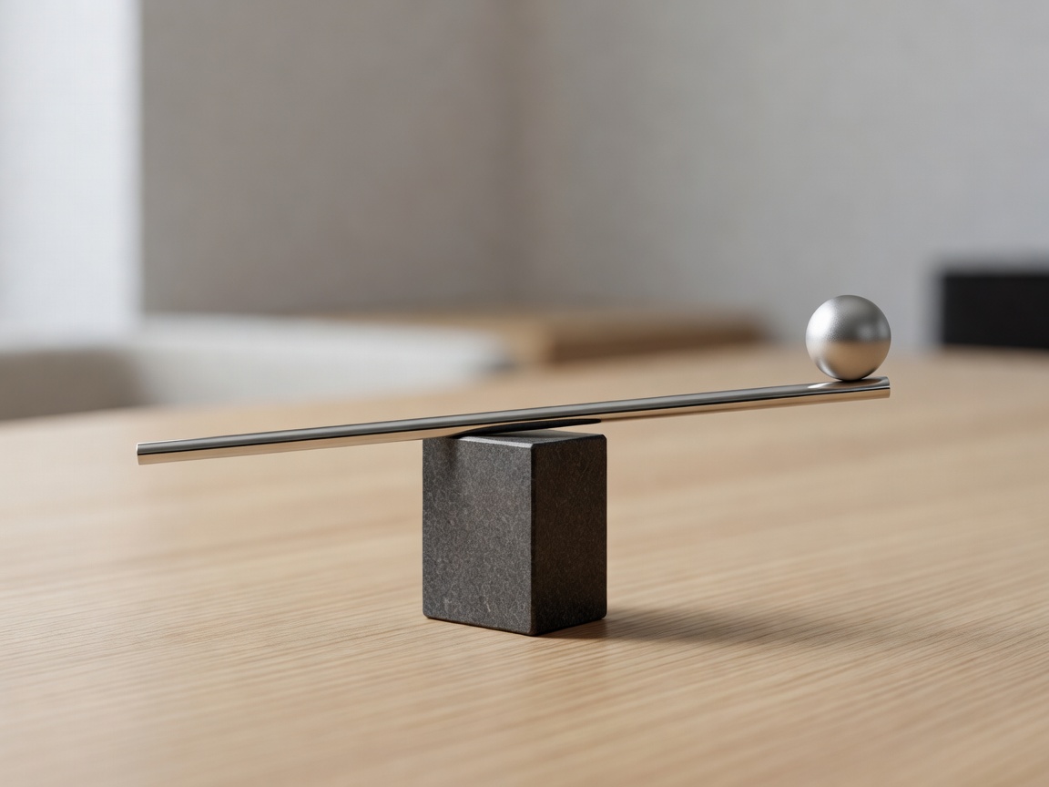 Solis Kinetic Desk Balance Object - Minimal metallic and stone balance sculpture